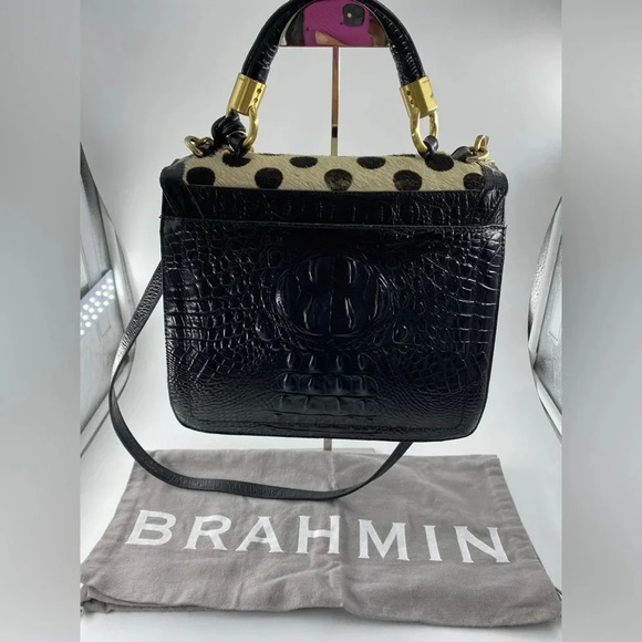 BRAHMIN Square Polkadot Fur and Croc Leather Top Handle bag - Limited Edition - Picture 3 of 6